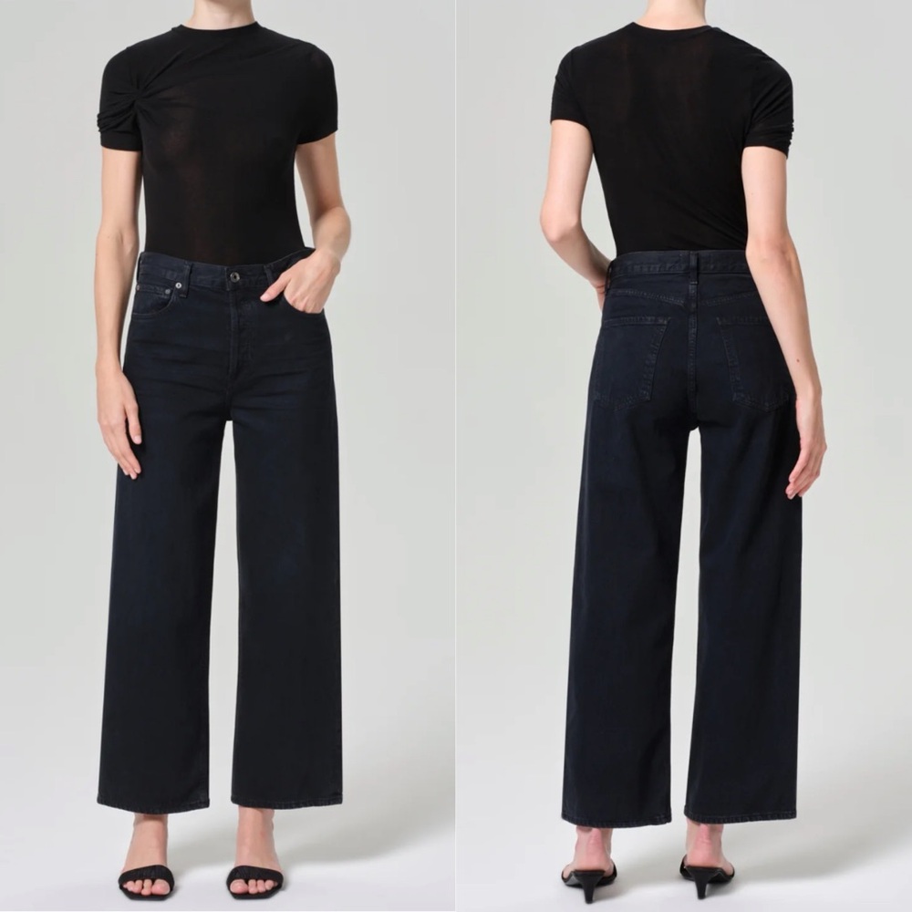 AGOLDE Ren Wide Leg High Rise Jeans in Scowl Black | Size 28